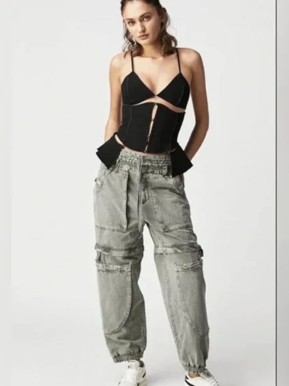 Free People Wind Drift Convertible Cargo Pants Green M